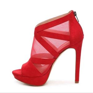 Red Mix 6 Caminero Peeptoe Heeled Bootie